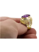 Pierścionek Ametyst 14k żółte złoto Klasyczny Vintage vrc089y